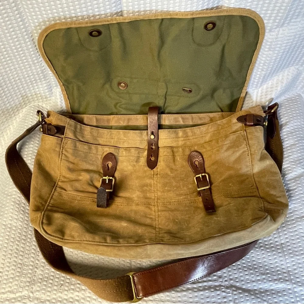 J. Crew Abington Tan Canvas Messenger Bag with Leather Accents - Picture 6 of 9